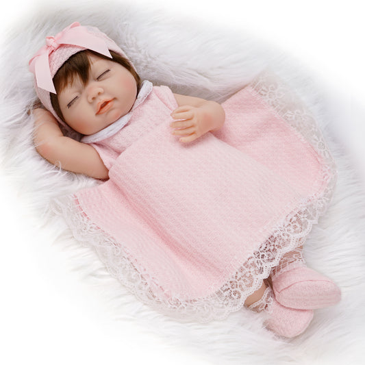Abby-16 Inch Realistic Sleeping Reborn Baby Dolls with a Baby Carrier/Bassinet